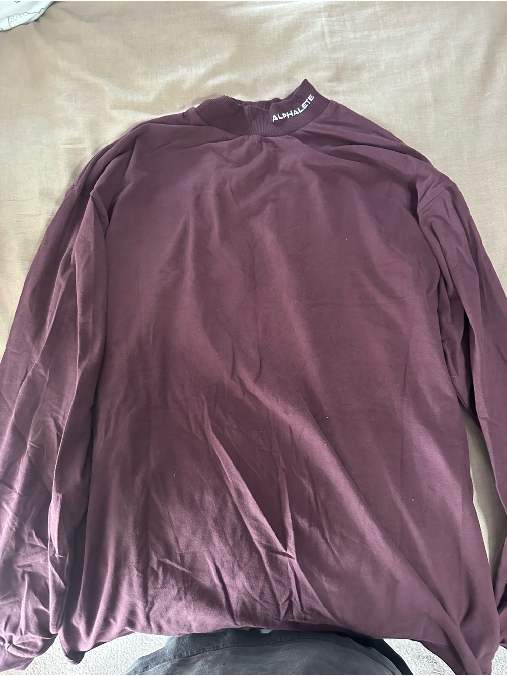 Alphalete Men's Long-Sleeve Crew in Burgundy Plum